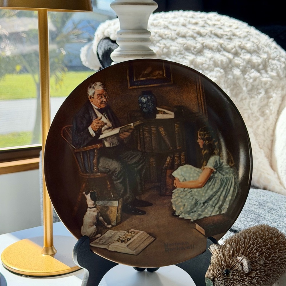 NORMAN ROCKWELL “The Storyteller” Knowles 1984 Collection Plate vtg